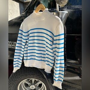 Striped White and Blue Sweater 100% cotton